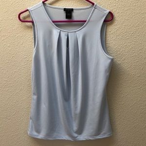 ANN TAYLOR - Sleeveless baby blue top with pleated front.